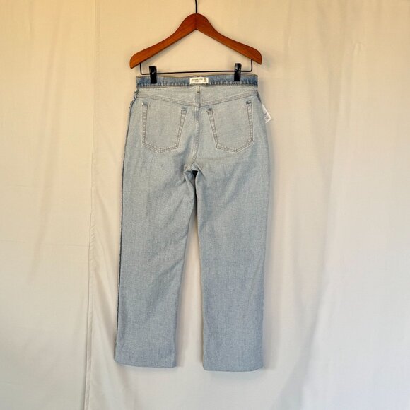 Abercrombie & Fitch Low Rise Baggy Light Blue Straight Leg Single Cuff Jeans - Picture 8 of 16